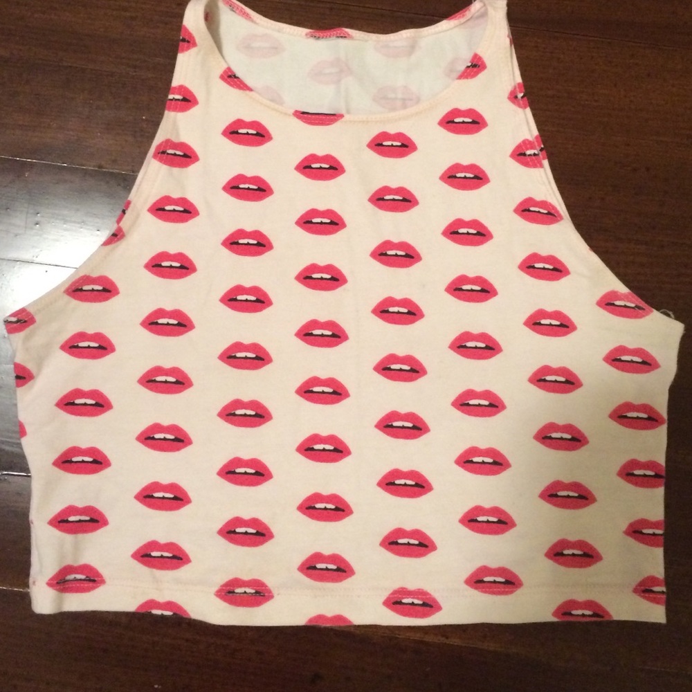 American Apparel Lips Crop Top- Vintage Style