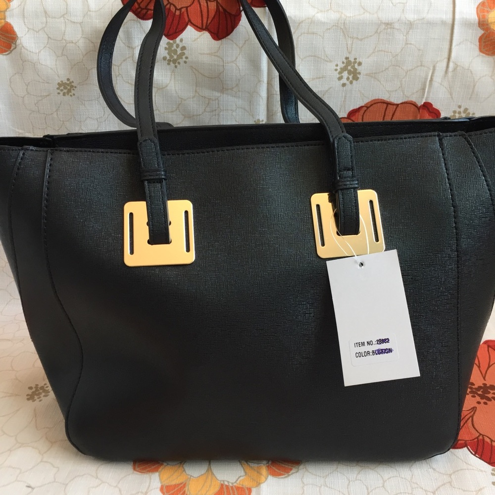 2-in-1 Carryall Tote Handbag - Black