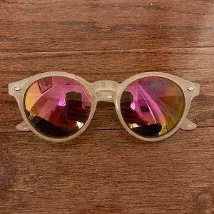 Nasty Gal Round Mirrored Sunglasses Pink Nude