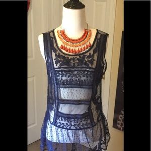 Sheer Navy Tank Top