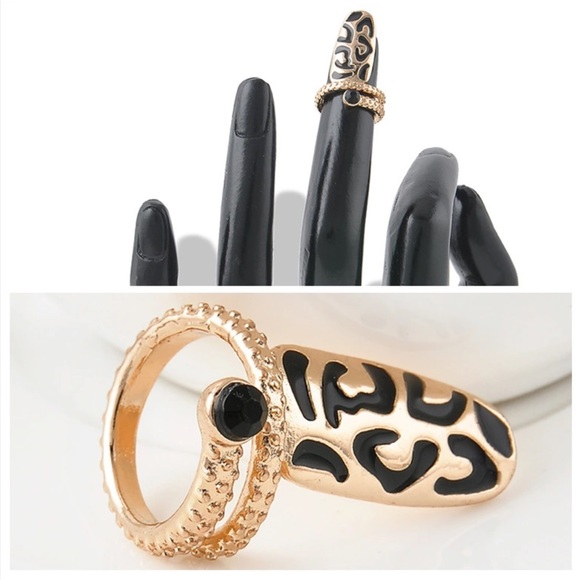 Jewelry - Gold and Black Nail Ring