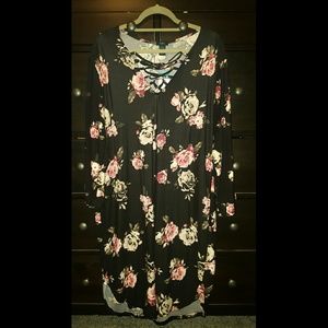 Plus size black and floral dress