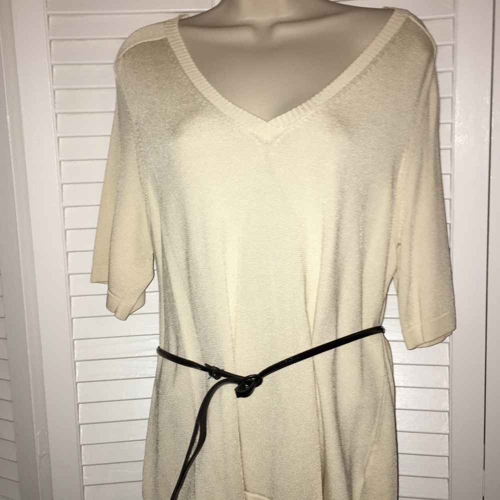 Jones New York Cream Sweater and thin Belt