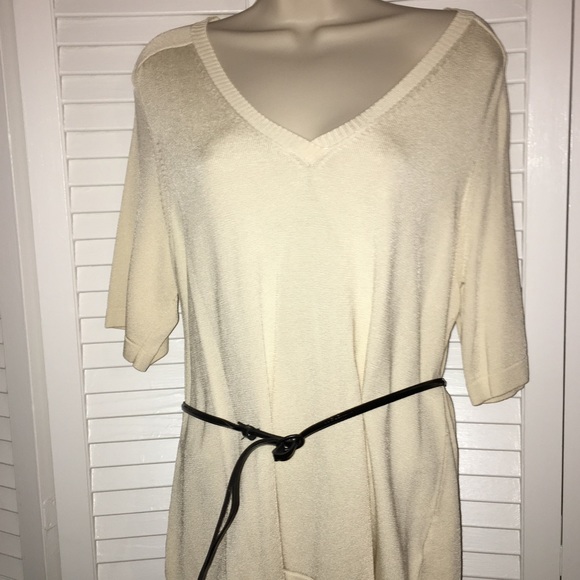 Jones New York Cream Sweater and thin Belt - Picture 1 of 3