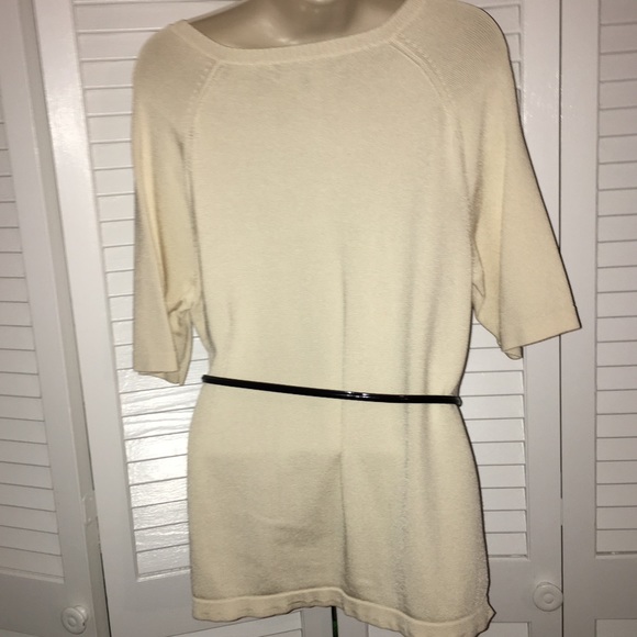 Jones New York Cream Sweater and thin Belt - Picture 2 of 3