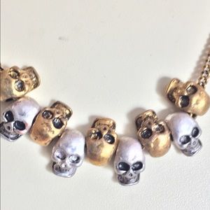 Brandy Melville gold &silver skull necklace NWT