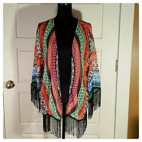 🎈REDUCED: Multicolored Tassled Kimono - Picture 5 of 7