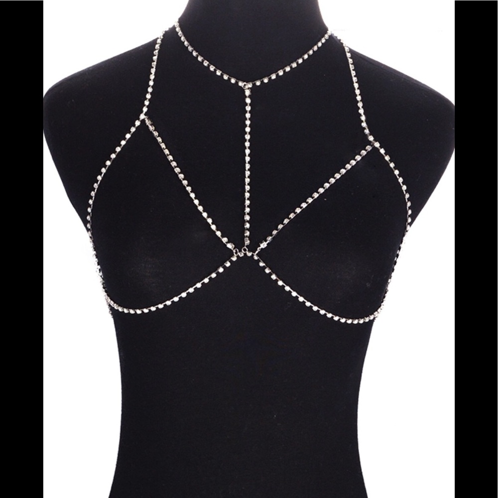 Bra Rhinestone Body Chain Necklace