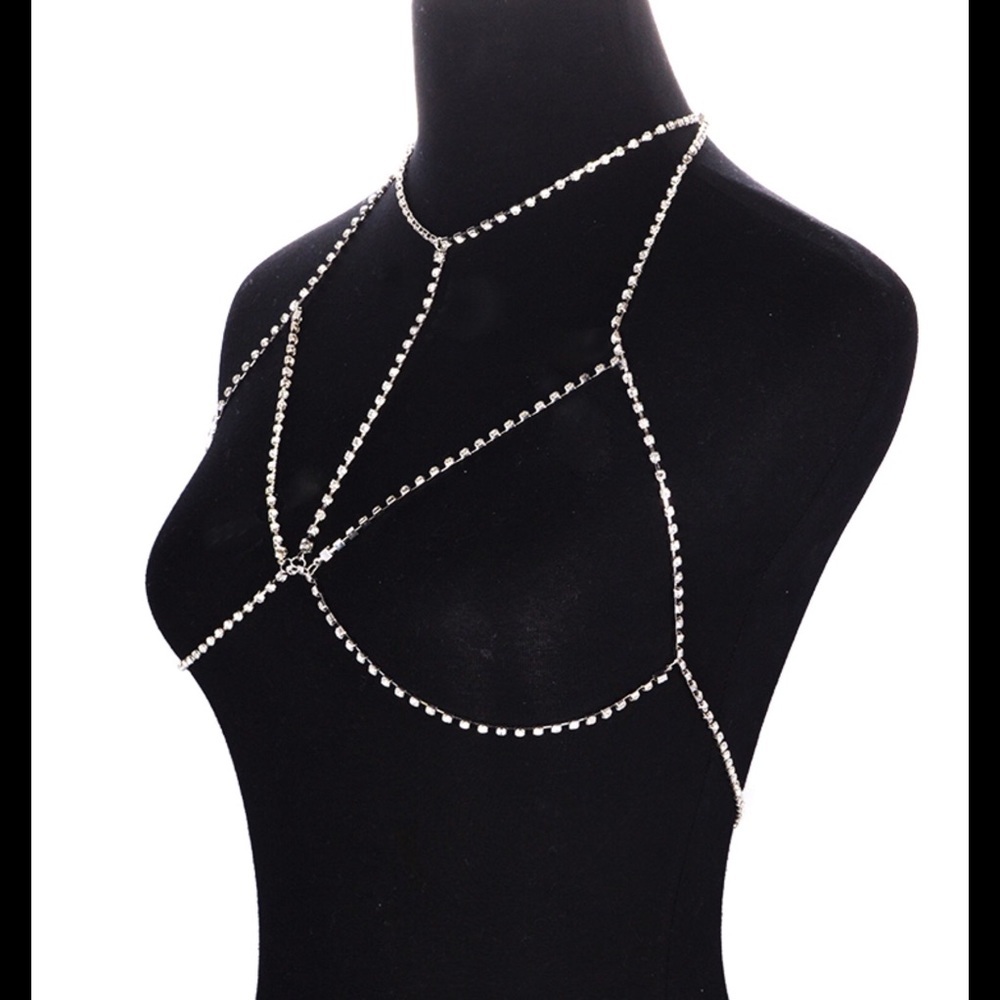 Bra Rhinestone Body Chain Necklace - Picture 2 of 4