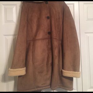 LandsEnd Brown suede-like coat