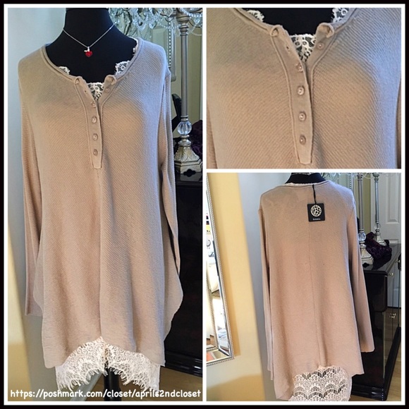 BOBEAU PLUS SIZE HENLEY TUNIC HI-LO HEM TOP - Picture 5 of 8