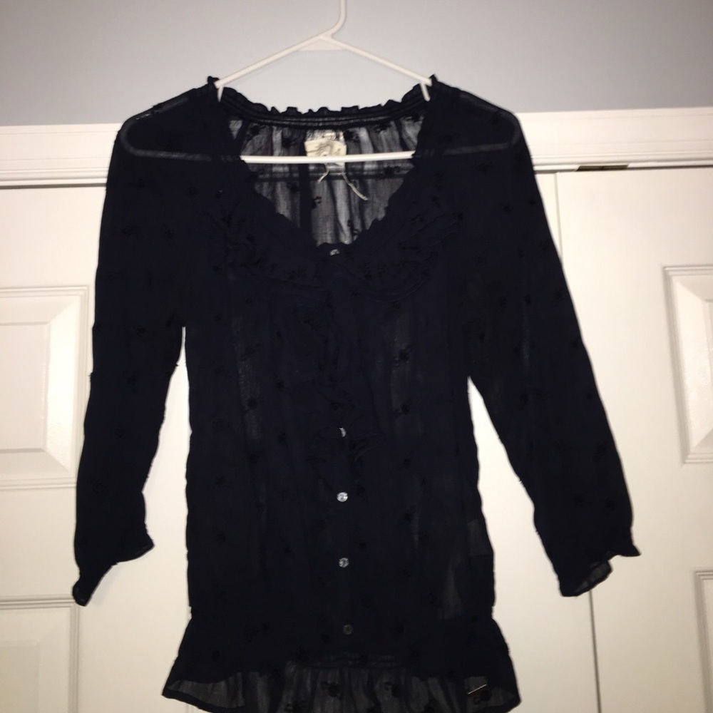 abercombie and fitch navy blouse