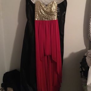 Red and Gold Sequin Prom/Homecoming Dress