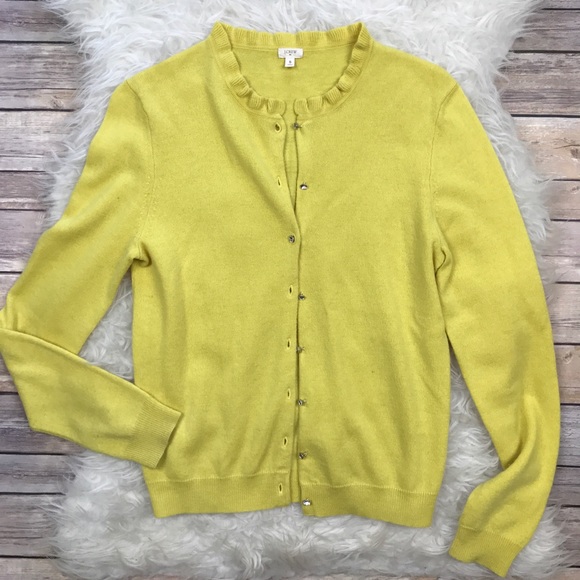 J. Crew Factory Sweaters - J. Crew Factory Bling Button Ruffle Cardigan
