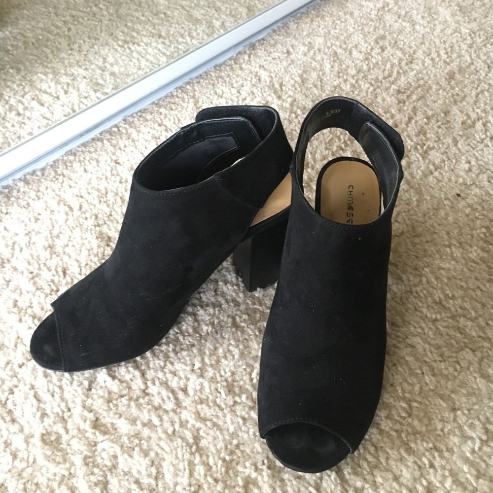 Black Peep-Toe Booties