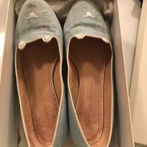 Charlotte Olympia Signature Cat Flat in light blue