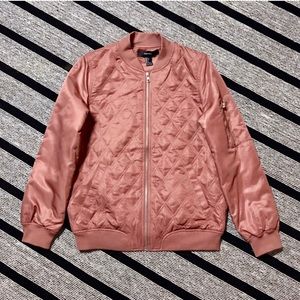 Rose Colored Quilted Bomber Jacket (NWT) Size S
