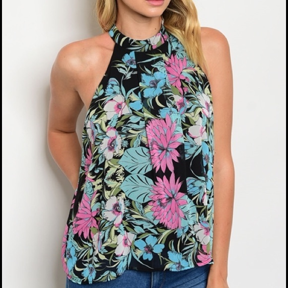  HP Flirty Black Floral halter - Picture 2 of 6