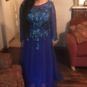 New Royal Blue Plus Size Prom Dress