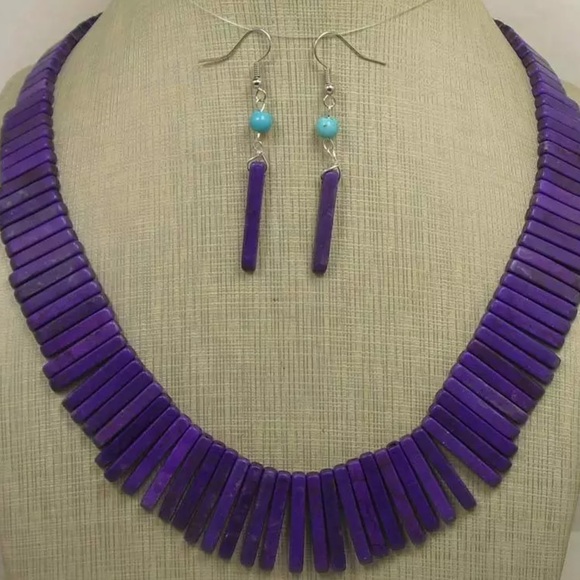 HANDMADE Jewelry - •new• PURPLE HOWLITE STICK NECKLACE SET