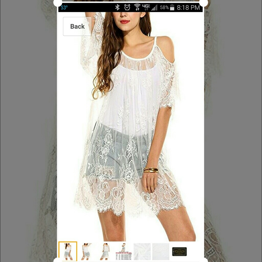Soft white lace cover up.