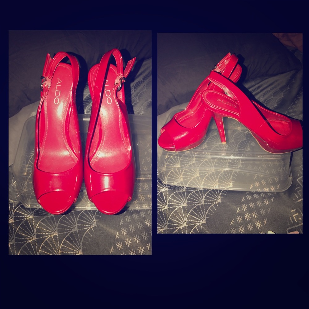 Red Aldo peep toe sling Heel