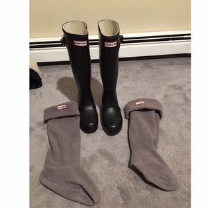 Hunter boots with fleece socks
