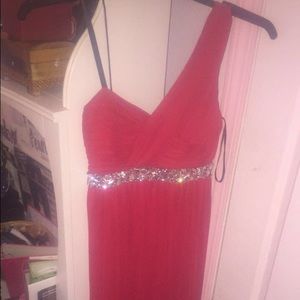 Red one shoulder dress