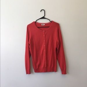 Red button up cardigan