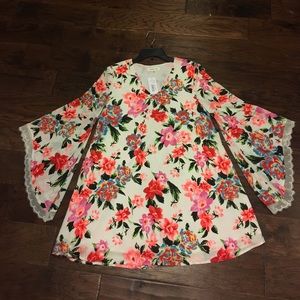 Sugarlips Boho Bell Sleeve Floral Dress Sz S NWT