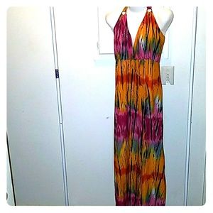 Halter long Caribbean maxi dress
