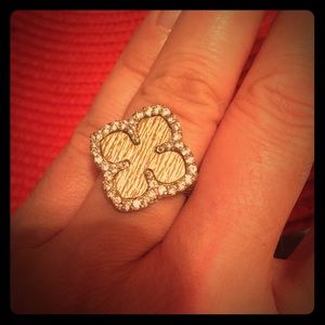 Lovely SS CZ gold ring