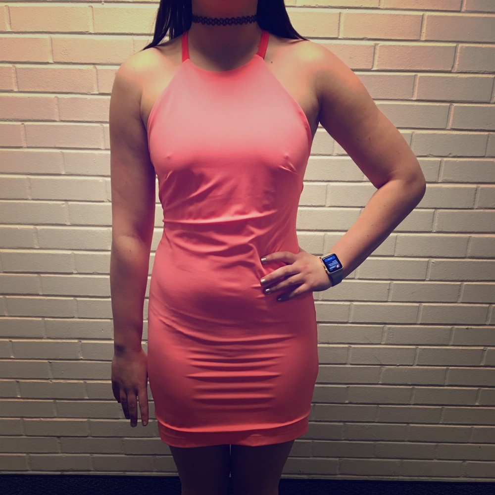 Tela double colored open back pencil dress