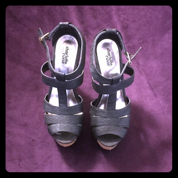 Charlotte Russe Wrapped Black Platform Heels - 7 - Picture 1 of 5