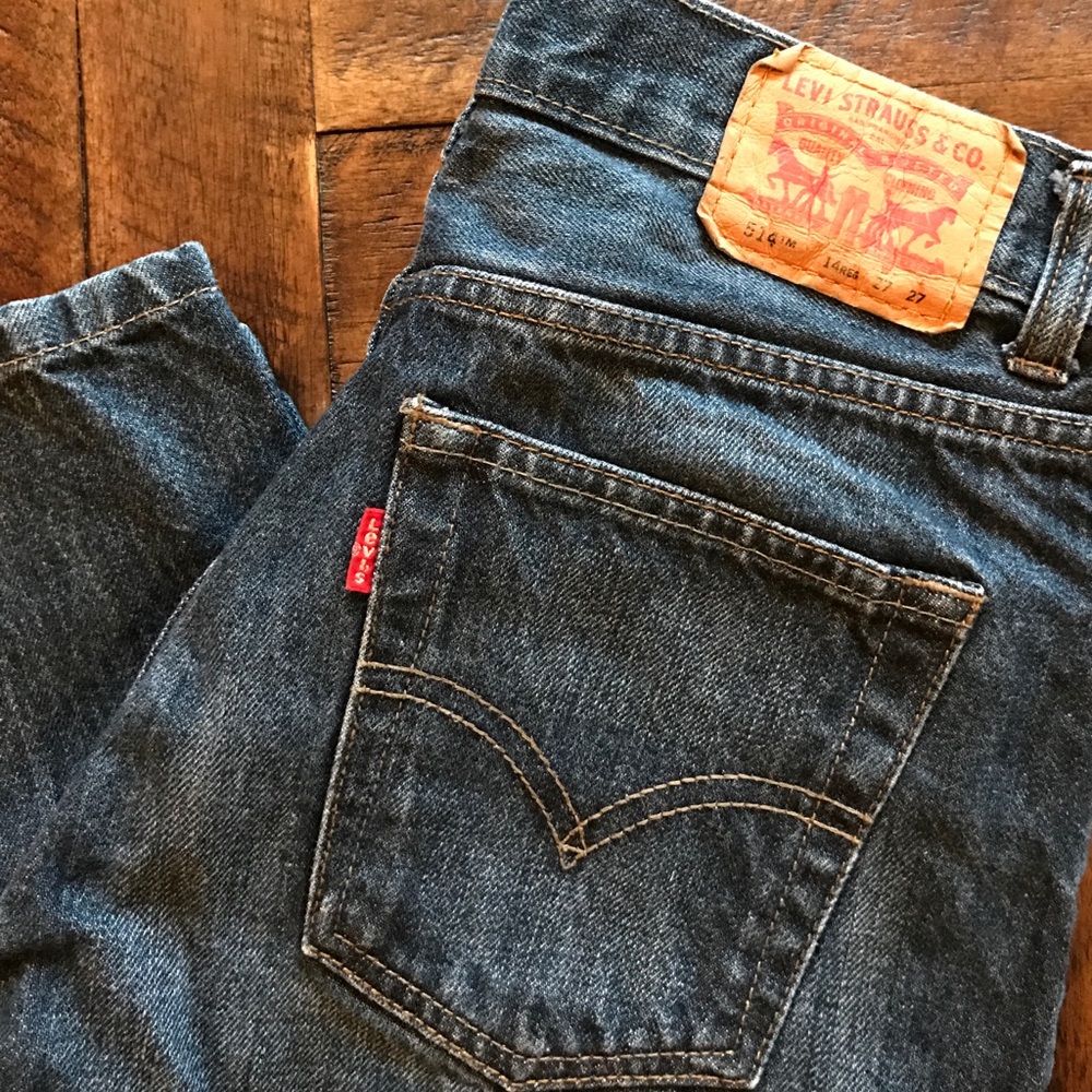 Levi's 514 Straight Fit Jeans Zip Fly Dark Wash