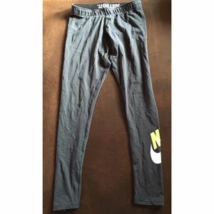 Nike Active Grey Leggings w/ Neon Swoosh design!