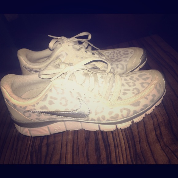 Nike Shoes - Cheetah print white Nikes!!