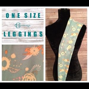Brand new OS light blue floral Lularoe leggings