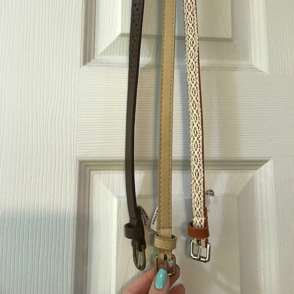 Set of 3 skinny belts size M/L