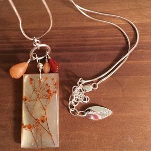 Coldwater Creek Necklace with Pressed Flower