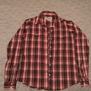 Size small wrangler pink and brown button down