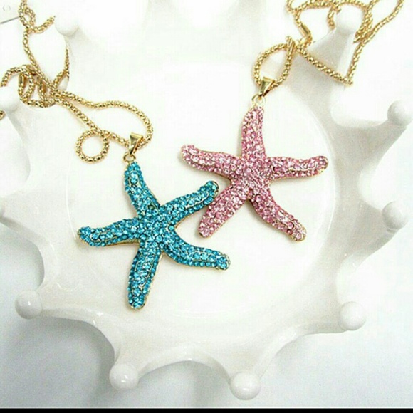 STAR FISH PINK CRYSTAL NECKLACE - Picture 3 of 3