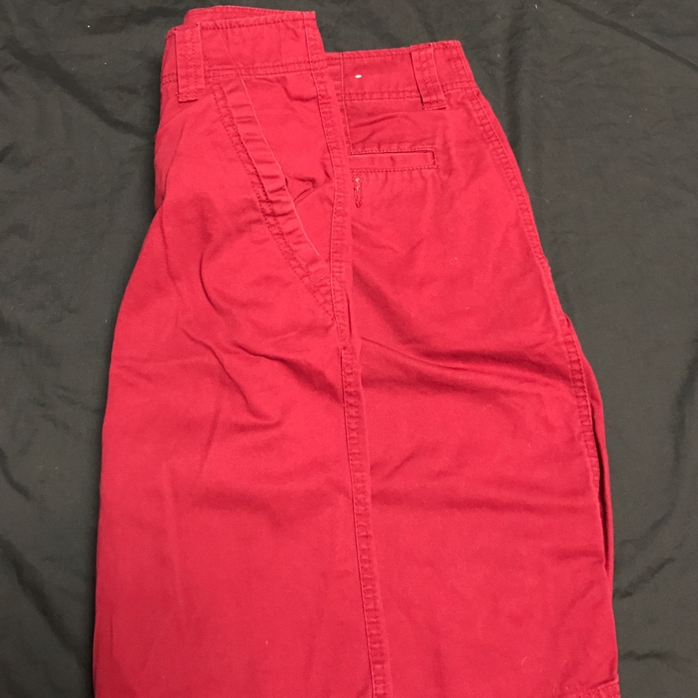Mens Red Flat Front Shorts