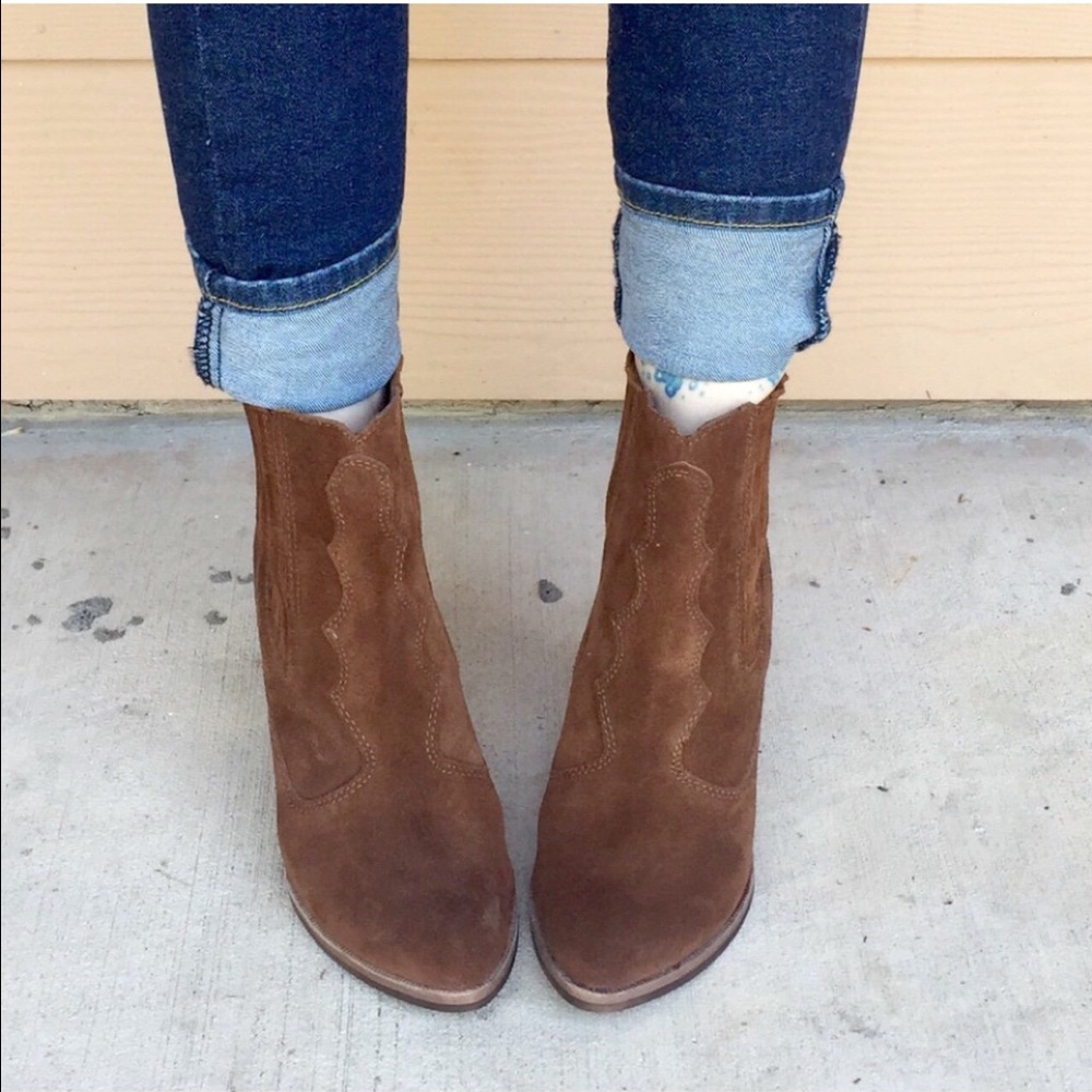 Dolce Vita Brown Suede Chunky Heel Western Boots