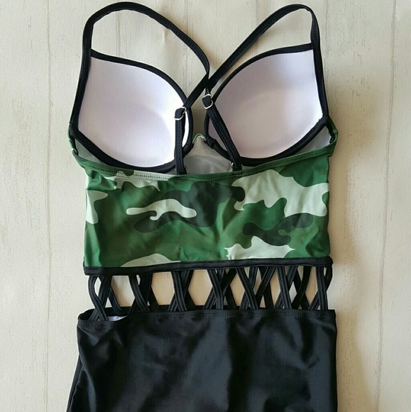 Caged Camo One Piece Swimsuit - Picture 3 of 4