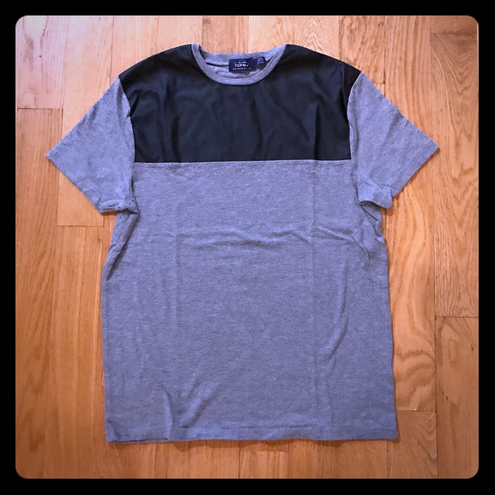 Topman split design tee black/grey men's medium