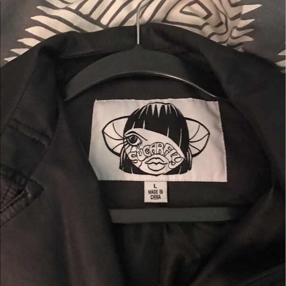 Sugarfly Black Faux Leather Moto Jacket Xsmall - Picture 2 of 3