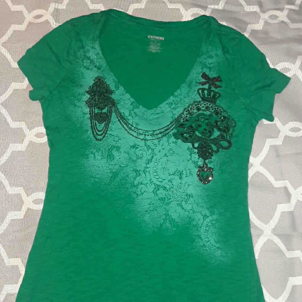 Express Green embellished shirt