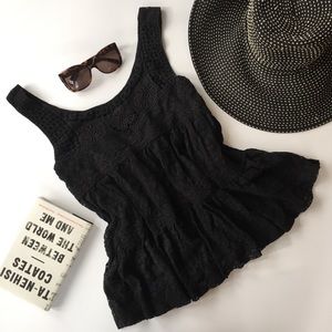 Anthropologie • Black crocheted top