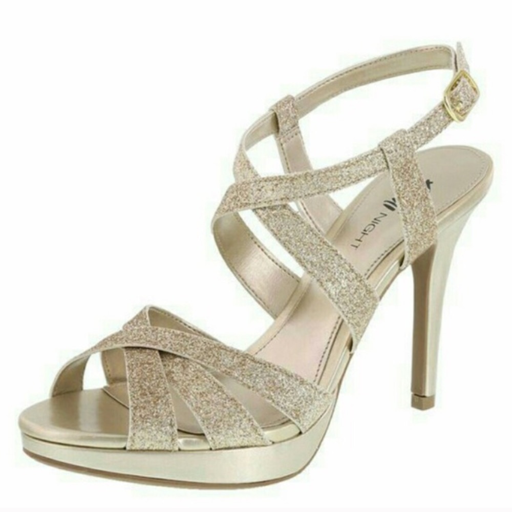 Glamorous Glitter Gold Strappy Heels